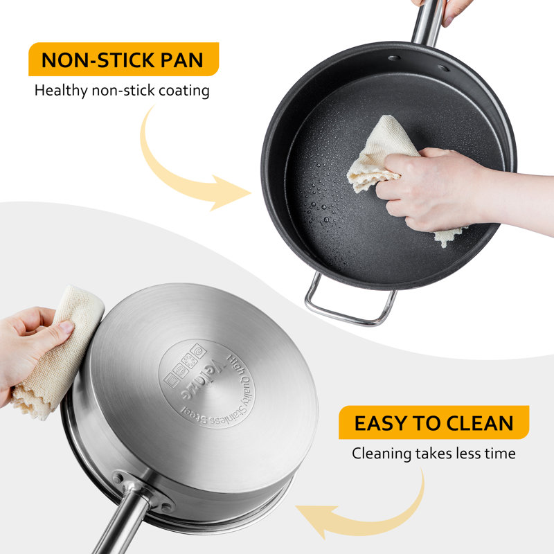 Malacasa Velaze 14 Piece NonStick Stainless Steel Cookware Set Wayfair